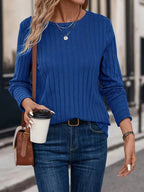 Miss | Top Dames Regular Fit Longsleeve - Ribstof - Miss Madera MIS-9W7H8W
