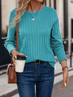 Miss | Top Dames Regular Fit Longsleeve - Ribstof - Miss Madera MIS-F8KZTT