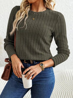 Miss | Top Dames Regular Fit Longsleeve - Ribstof - Miss Madera MIS-DKYE01