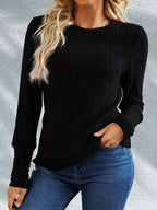 Miss | Top Dames Regular Fit Longsleeve - Ribstof - Miss Madera MIS-ZVUIU1