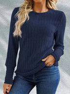 Miss | Top Dames Regular Fit Longsleeve - Ribstof - Miss Madera MIS-AIXHUO