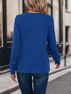 Miss | Top Dames Regular Fit Longsleeve - Ribstof - Miss Madera MIS-9W7H8W