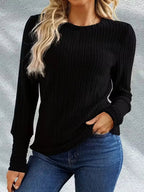 Miss | Top Dames Regular Fit Longsleeve - Ribstof - Miss Madera MIS-AIXHUO