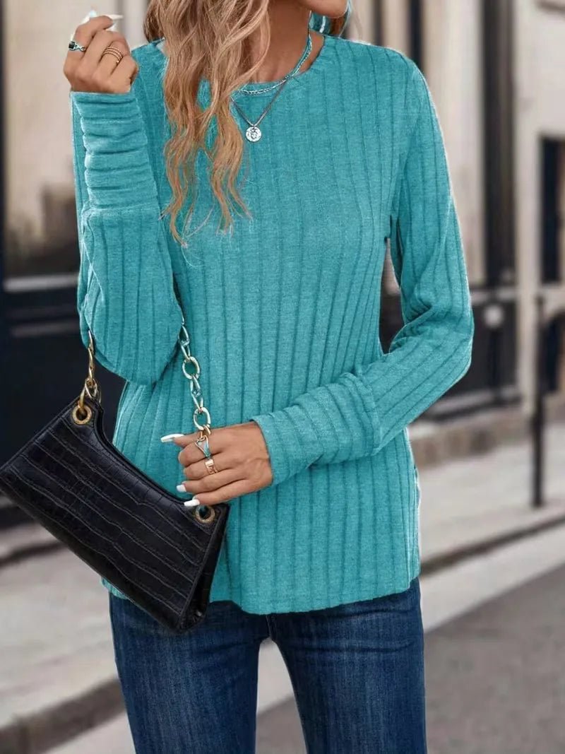 Miss | Top Dames Regular Fit Longsleeve - Ribstof - Miss Madera MIS-F8KZTT