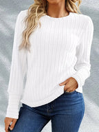 Miss | Top Dames Regular Fit Longsleeve - Ribstof - Miss Madera MIS-DNETRD