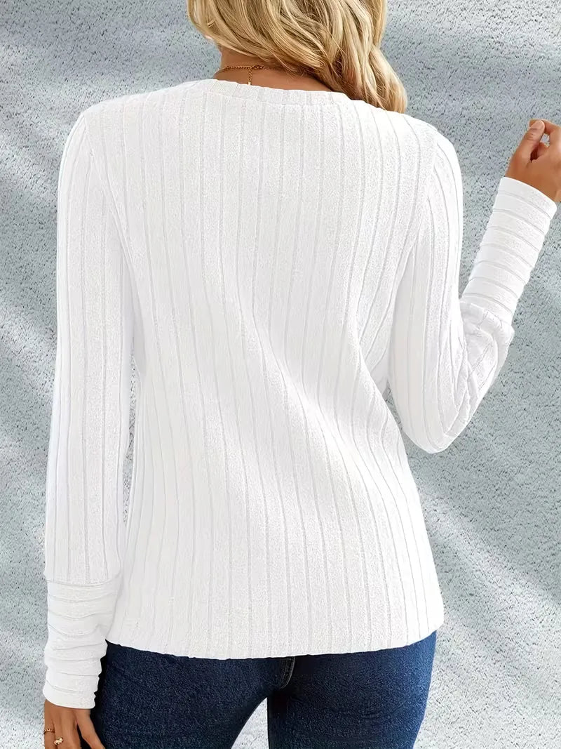 Miss | Top Dames Regular Fit Longsleeve - Ribstof - Miss Madera MIS-DNETRD