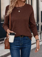 Miss | Top Dames Regular Fit Longsleeve - Ribstof - Miss Madera MIS-JVTZLF