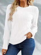 Miss | Top Dames Regular Fit Longsleeve - Ribstof - Miss Madera MIS-DNETRD