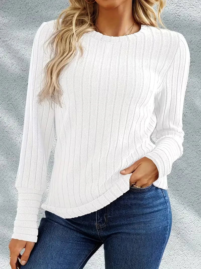 Miss | Top Dames Regular Fit Longsleeve - Ribstof - Miss Madera MIS-DNETRD