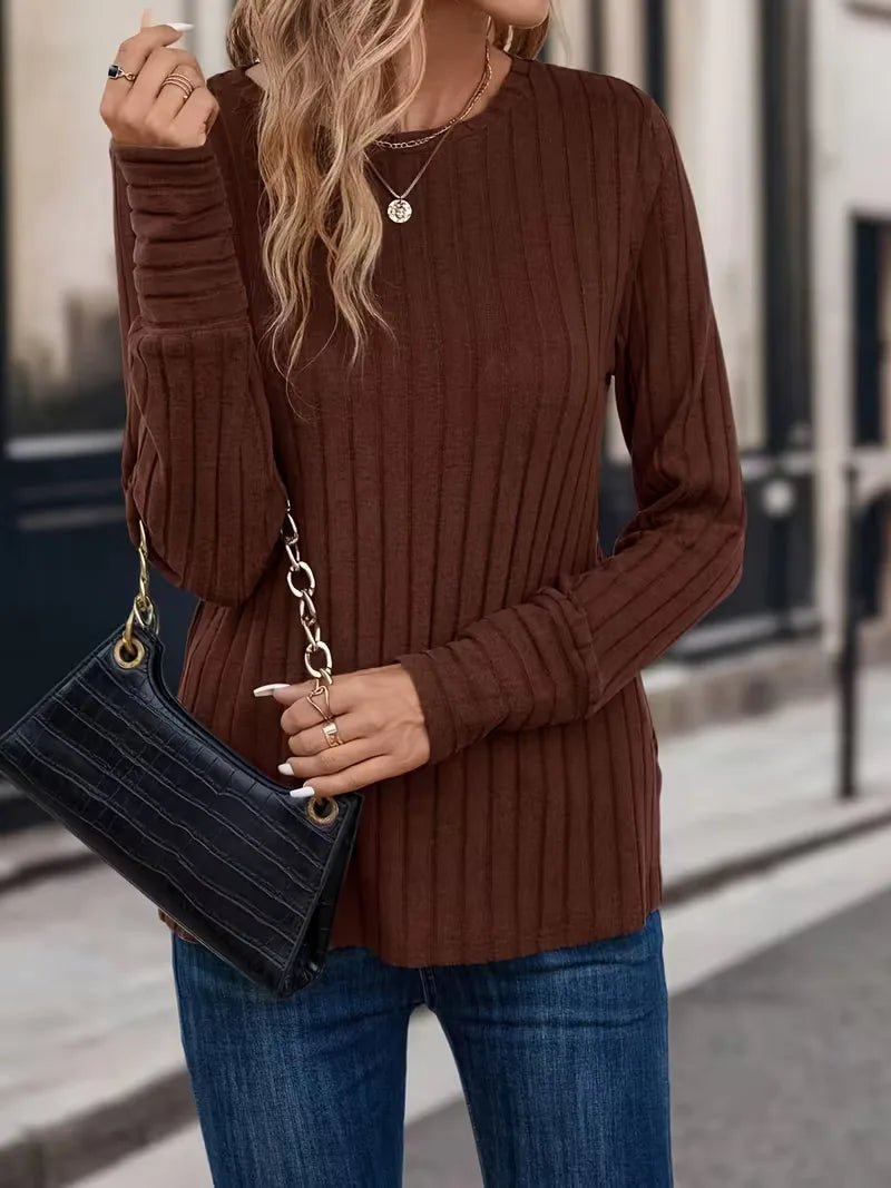 Miss | Top Dames Regular Fit Longsleeve - Ribstof - Miss Madera MIS-JVTZLF