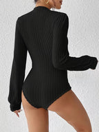 Miss | Top Dames Slim Fit Mock Neck Lange Mouwen - Rib-knit - Miss Madera MIS-546BYF