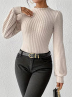 Miss | Top Dames Slim Fit Mock Neck Lange Mouwen - Rib-knit - Miss Madera MIS-G9IS39