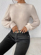 Miss | Top Dames Slim Fit Mock Neck Lange Mouwen - Rib-knit - Miss Madera MIS-G9IS39