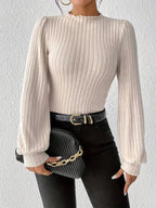 Miss | Top Dames Slim Fit Mock Neck Lange Mouwen - Rib-knit - Miss Madera MIS-G9IS39