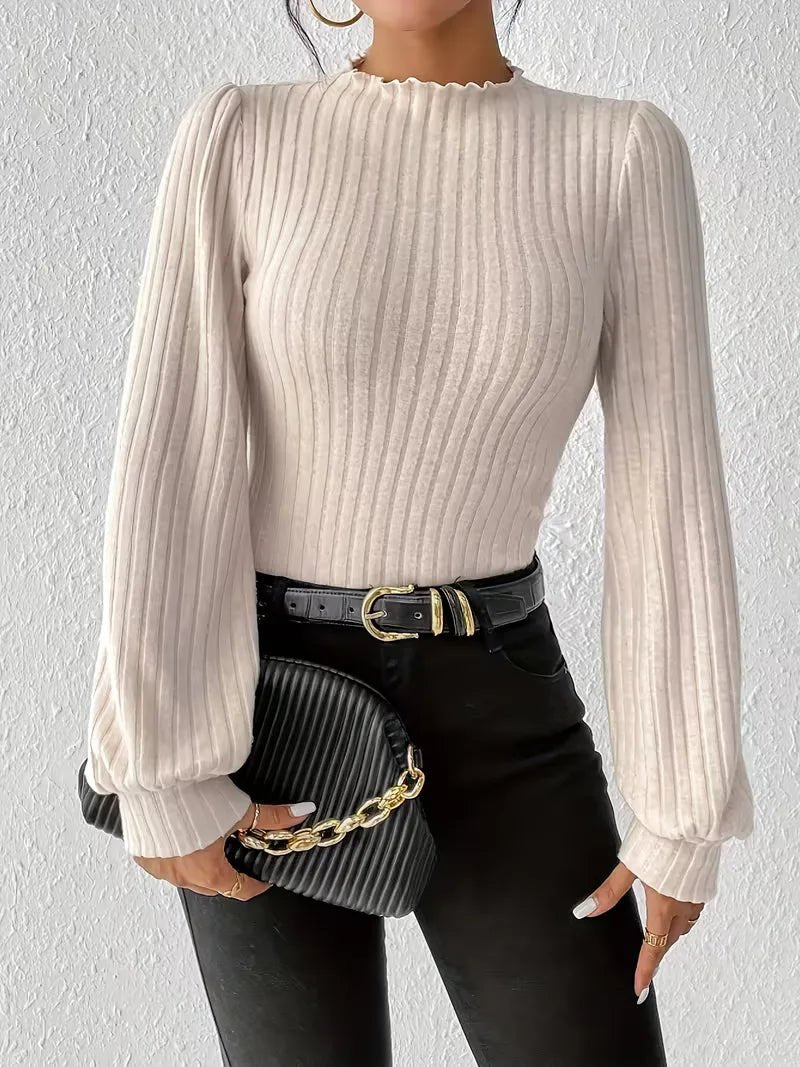 Miss | Top Dames Slim Fit Mock Neck Lange Mouwen - Rib-knit - Miss Madera MIS-G9IS39