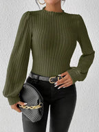 Miss | Top Dames Slim Fit Mock Neck Lange Mouwen - Rib-knit - Miss Madera MIS-HZN3XZ