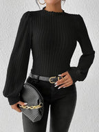 Miss | Top Dames Slim Fit Mock Neck Lange Mouwen - Rib-knit - Miss Madera MIS-546BYF