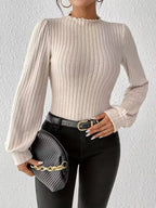 Miss | Top Dames Slim Fit Mock Neck Lange Mouwen - Rib-knit - Miss Madera MIS-G9IS39