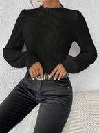 Miss | Top Dames Slim Fit Mock Neck Lange Mouwen - Rib-knit - Miss Madera MIS-546BYF