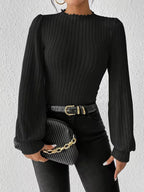 Miss | Top Dames Slim Fit Mock Neck Lange Mouwen - Rib-knit - Miss Madera MIS-546BYF