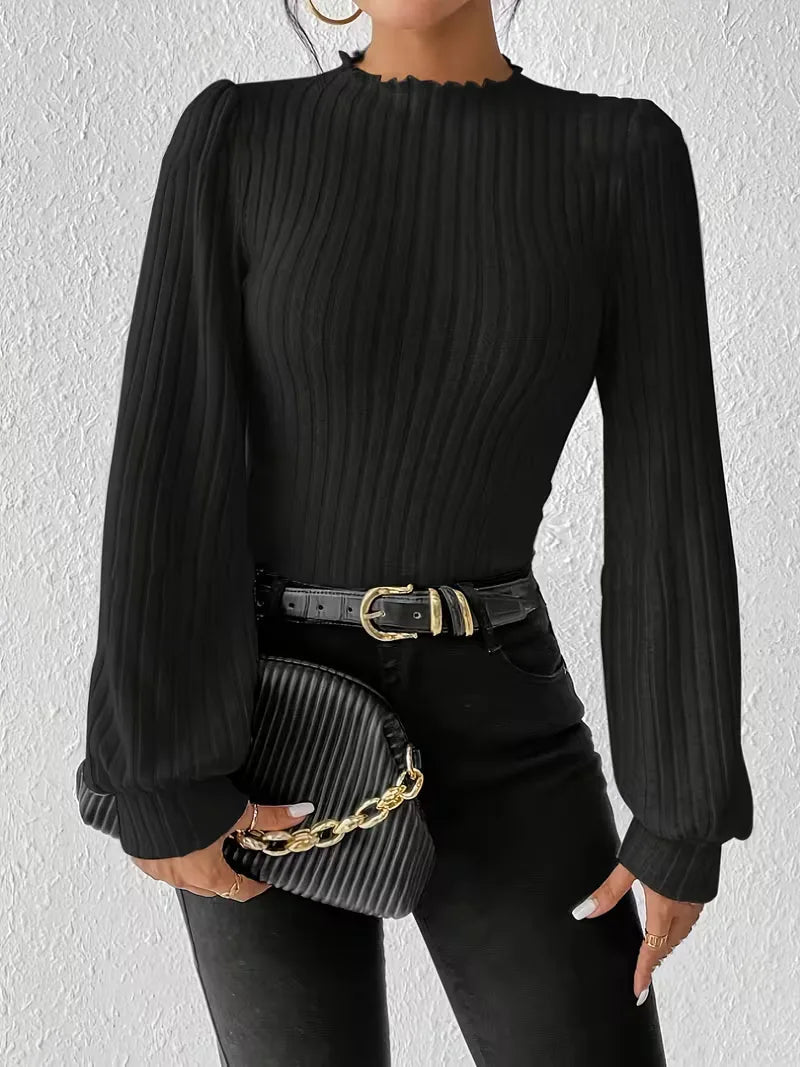 Miss | Top Dames Slim Fit Mock Neck Lange Mouwen - Rib-knit - Miss Madera MIS-546BYF