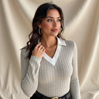 Miss | Top Dames Tailored Fit Polo Ribgebreid - Polyester - Miss Madera MIS-ODXN91