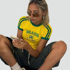 Miss | Top Dames Zomer Cropped Braziliaans Motief - Katoen - Miss Madera MIS-4W3580