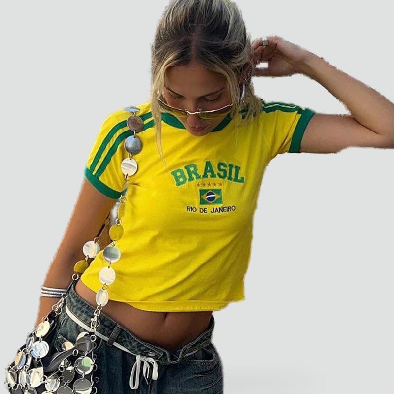 Miss | Top Dames Zomer Cropped Braziliaans Motief - Katoen - Miss Madera MIS-4W3580