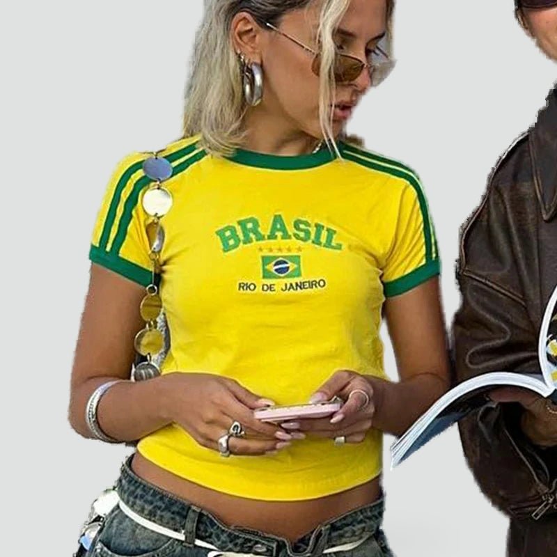 Miss | Top Dames Zomer Cropped Braziliaans Motief - Katoen - Miss Madera MIS-4W3580