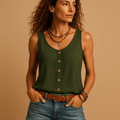 Miss | Top Dames Zomer Mouwloos Knopen Ronde Hals - Viscose - Miss Madera MIS-B6QI5T