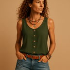 Miss | Top Dames Zomer Mouwloos Knopen Ronde Hals - Viscose - Miss Madera MIS-B6QI5T
