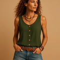 Miss | Top Dames Zomer Mouwloos Knopen Ronde Hals - Viscose - Miss Madera MIS-B6QI5T