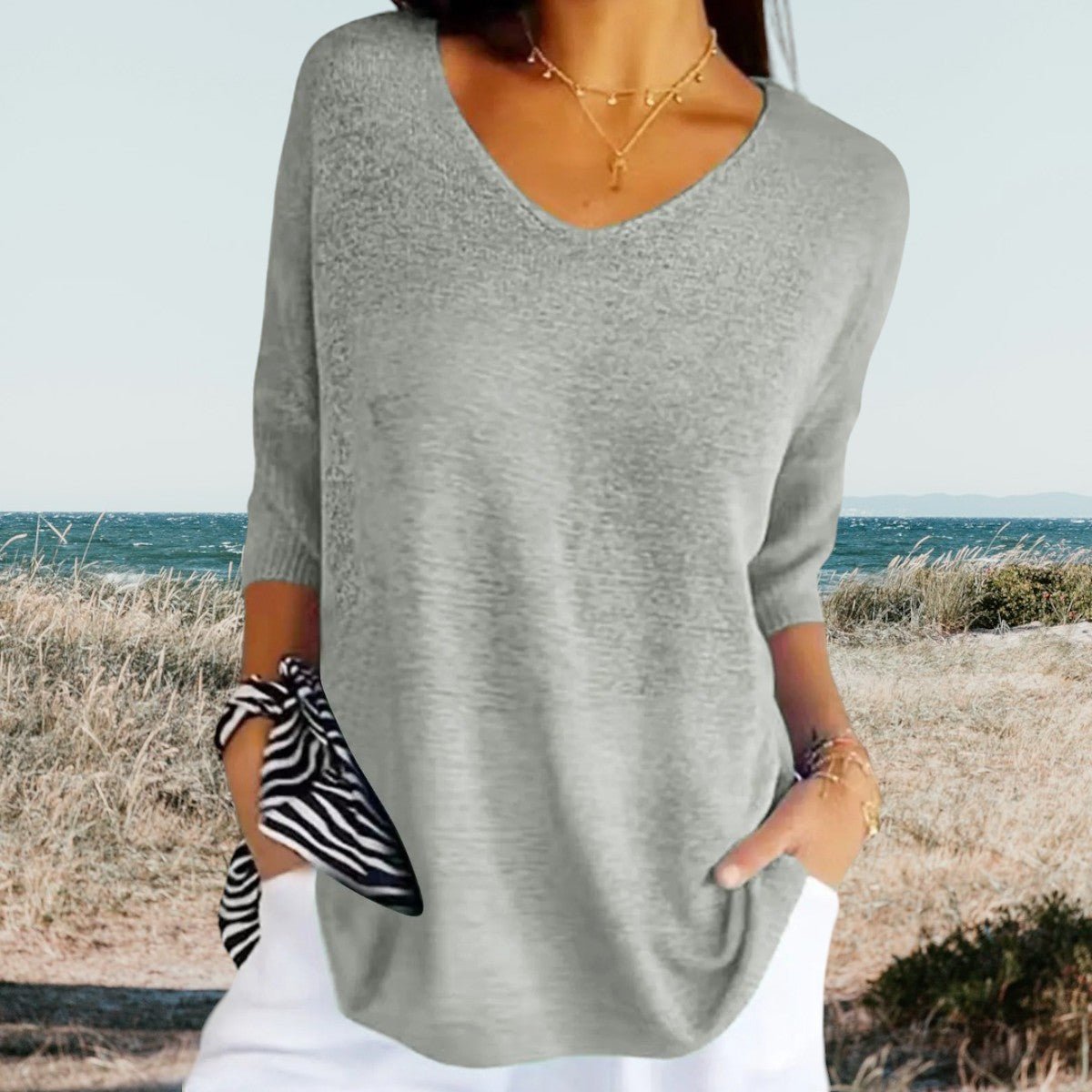 Miss | Top Dames Zomer V-Hals Loose Fit - Lichtgewicht ademend polyester - Miss Madera MIS-SPS4C3