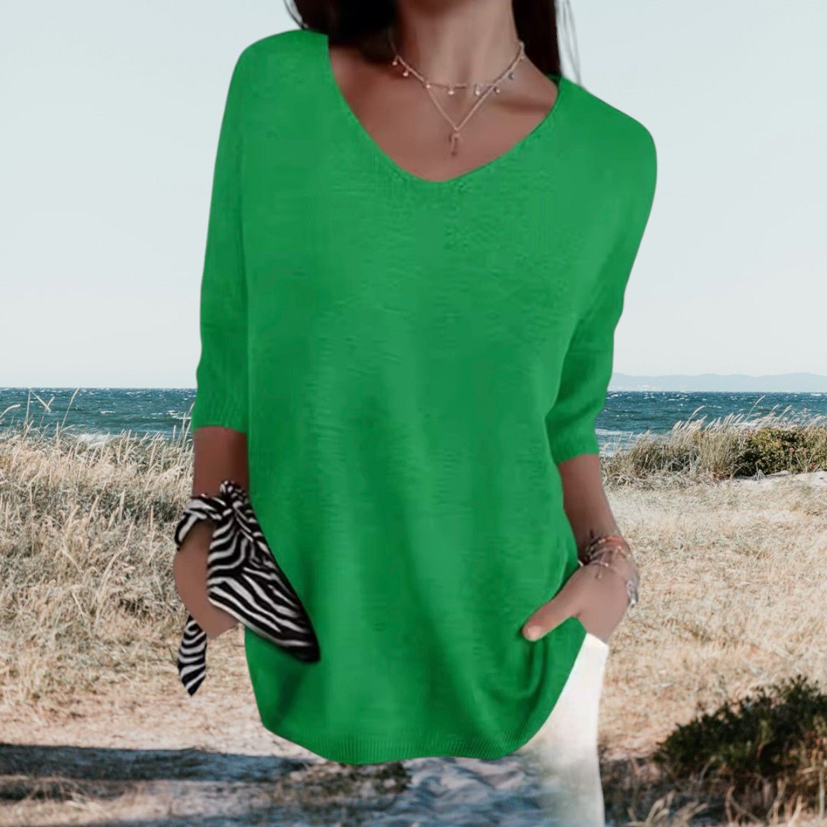 Miss | Top Dames Zomer V-Hals Loose Fit - Lichtgewicht ademend polyester - Miss Madera MIS-ZCKX1G