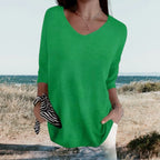 Miss | Top Dames Zomer V-Hals Loose Fit - Lichtgewicht ademend polyester - Miss Madera MIS-ZCKX1G