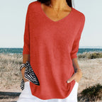 Miss | Top Dames Zomer V-Hals Loose Fit - Lichtgewicht ademend polyester - Miss Madera MIS-6XFFZ8