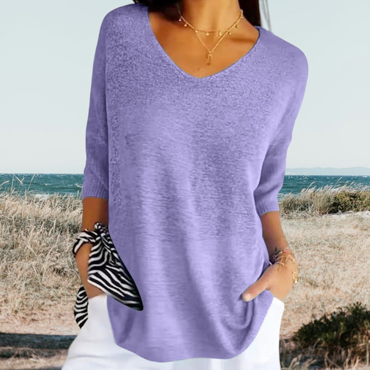 Miss | Top Dames Zomer V-Hals Loose Fit - Lichtgewicht ademend polyester - Miss Madera MIS-ZAJVRJ