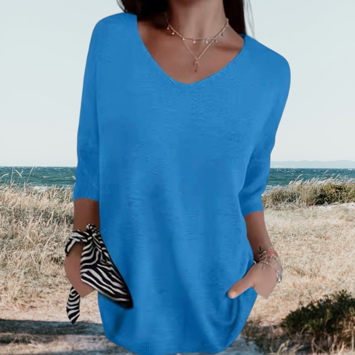 Miss | Top Dames Zomer V-Hals Loose Fit - Lichtgewicht ademend polyester - Miss Madera MIS-K7ZG0U