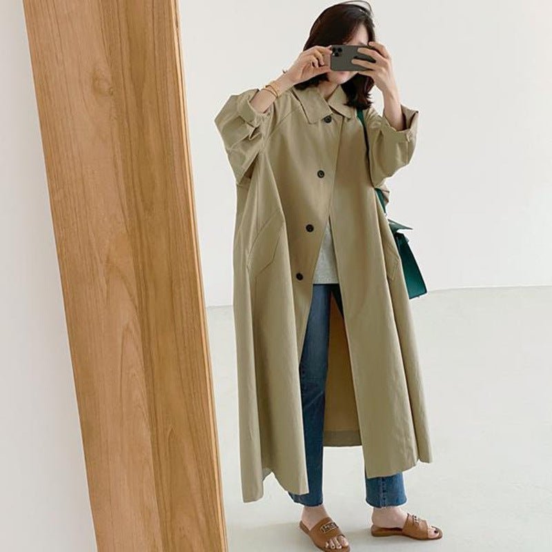 Miss | Trenchcoat Dames A-lijn Lange Swing Knoopsluiting - Katoen - Miss Madera MIS-CME3BD