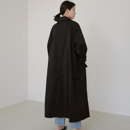 Miss | Trenchcoat Dames A-lijn Lange Swing Knoopsluiting - Katoen - Miss Madera MIS-CME3BD