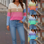 Miss | Trui Dames Colorblock Henley Lange Mouw - Fijngebreid - Miss Madera MIS-8BMXS5