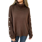 Miss | Trui Dames Oversized Coltrui Knoopdetail - Gebreid - Miss Madera MIS-MT85M1