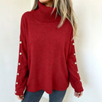 Miss | Trui Dames Oversized Coltrui Knoopdetail - Gebreid - Miss Madera MIS-MT85M1