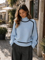 Miss | Trui Dames Oversized Rolkraag Raglanmouw Contrastbies - Gebreid - Miss Madera MIS-3QX6AC
