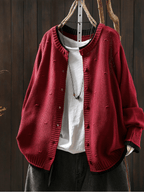 Miss | Trui Dames Oversized Ronde Hals Knoopsluiting - Gebreid - Miss Madera MIS-SZZ6HX