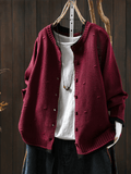 Miss | Trui Dames Oversized Ronde Hals Knoopsluiting - Gebreid - Miss Madera MIS-DW2UE3
