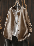 Miss | Trui Dames Oversized Ronde Hals Knoopsluiting - Gebreid - Miss Madera MIS-K3U515