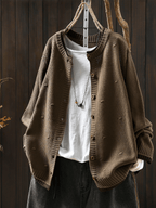 Miss | Trui Dames Oversized Ronde Hals Knoopsluiting - Gebreid - Miss Madera MIS-UGPCOQ