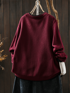 Miss | Trui Dames Oversized Ronde Hals Knoopsluiting - Gebreid - Miss Madera MIS-DW2UE3