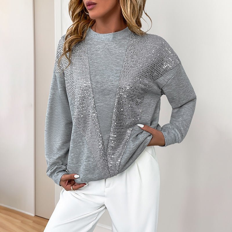 Miss | Trui Dames Oversized Ronde Hals Pailletten Lange Mouw - Miss Madera MIS-Q1O4BO